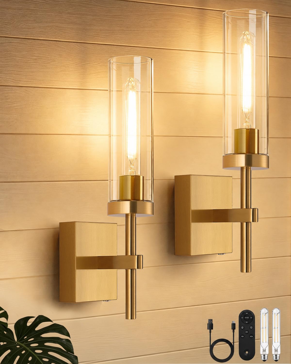 Wireless Wall Sconces with Remote Control, 10000mAh Battery - Image 1