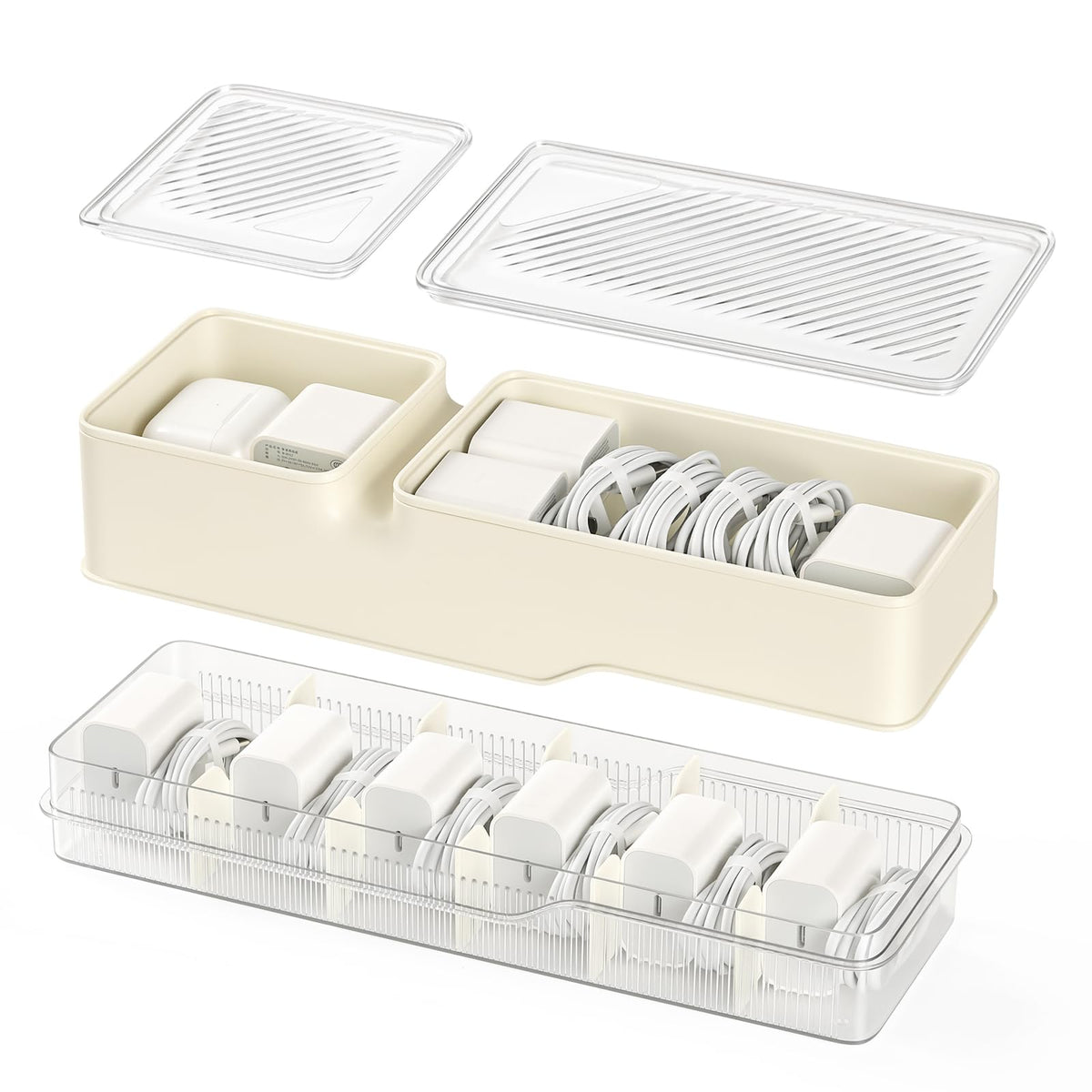 2-Tier Cable Organizer Box, Charger Cable Cord Stora | All Products - Image 1