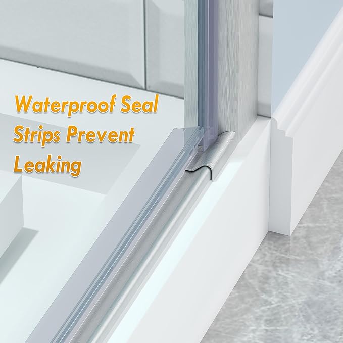 Frameless Pivot Shower Door 32.8-34" W X 72" H, 1/4" (6mm) Clear SGCC Tempered Glass, Hinged Pivot Swing Shower Door, Reversible Installation, Easy to Clean, Brushed Nickel