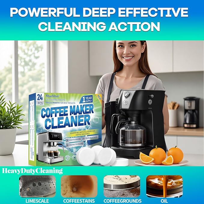 24pcs Toilet Bowl Cleaner Tablets and 24pcs Coffee Maker Cleaner & Descaler Tablets