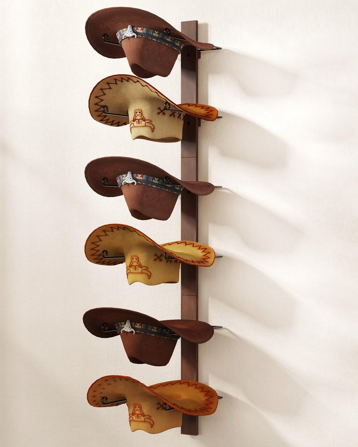 Cowboy Hat Holder, 3-Piece Wall Mount Cowboy Hat Rack - Image 1