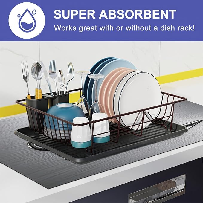 Stove Top Cover for Electric Coffee Cup Design Diatomite Stovetop Cover 28x20 Inch Heat Resistant Kitchen Coffee Bar Mat Sink Pad