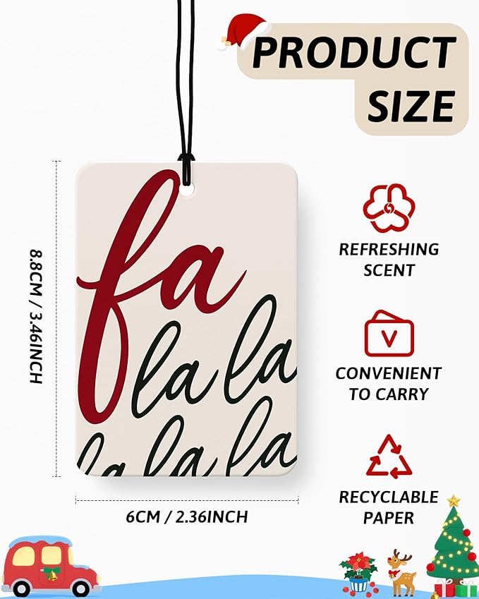 Christmas Car Air Freshener 4 Pcs, Dog Lover Gifts, Vintage Xmas Stocking Candy Cane Hanging Air Freshener for Cars Closet Drawer Books, Christmas Car Accessories Mirror Decor for Women Men