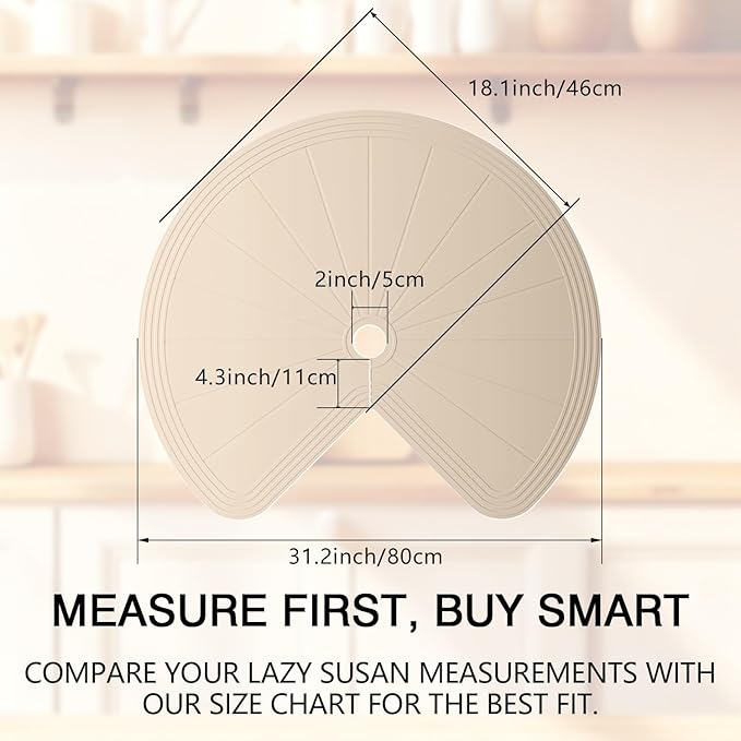 Lazy Susan Turntable Organizer - 28 Inch Rotating Tray for Kitchen Cabinet, Dining Table, Countertop (BEIGE32)