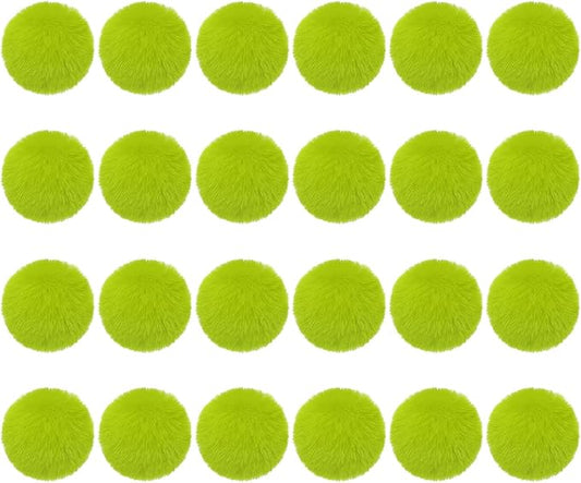 PATIKIL Faux Fur Pom Poms for Hats, 24 Pcs Fluffy Soft Fur Poms Balls with Elastic Loop for Keychain Knitting Hats DIY Scarves Gloves Bag Christmas, Bright Green