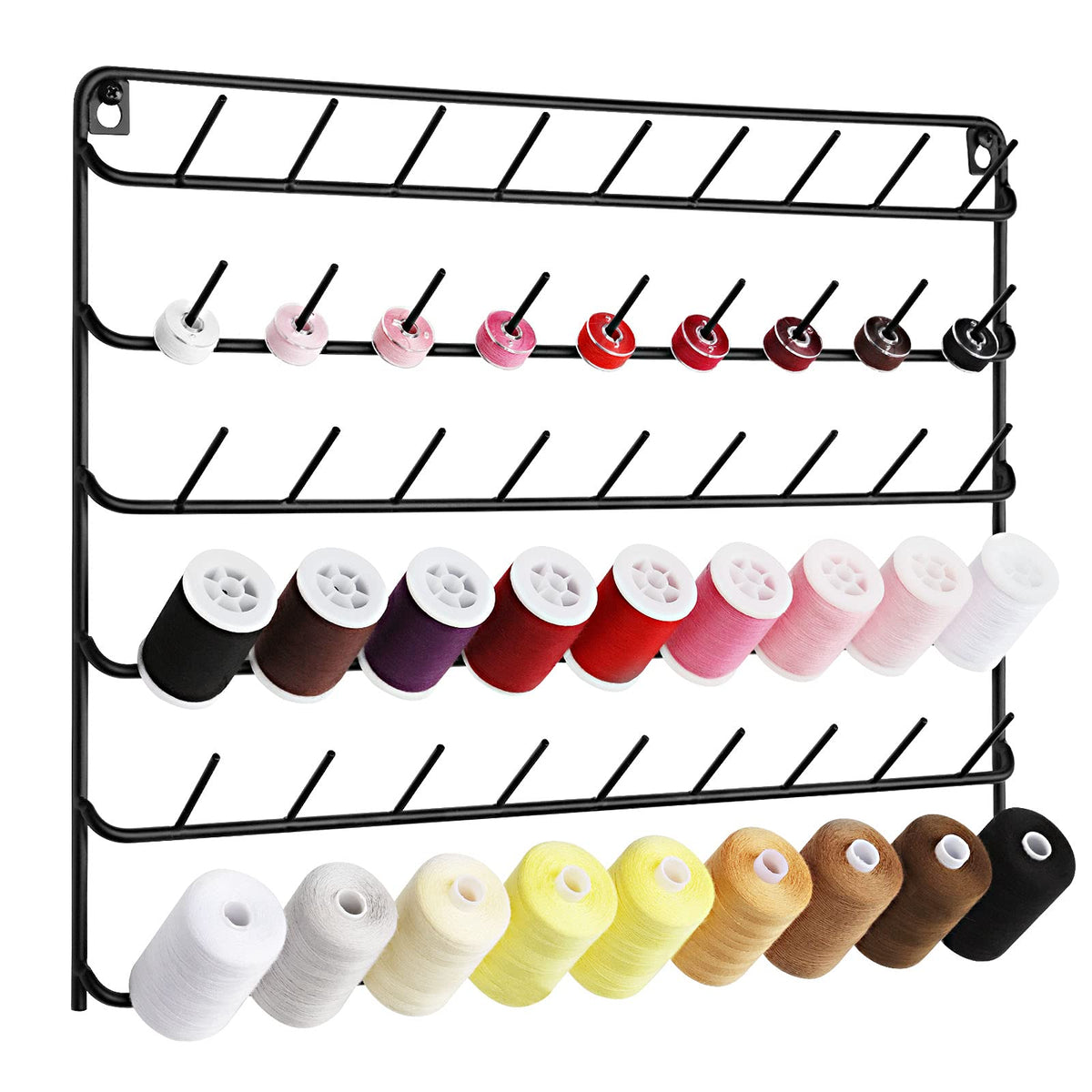 YBING Thread Holder Wall 54 Spools Thread Rack Black Metal - Image 1