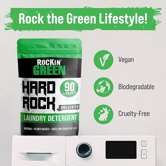 Rockin' Green Activewear 90 Loads Bundle With Hard Rock Unscented 90 Loads | All-Natural and Eco-Friendly | Non-Toxic and Safe for Sensitive Skin | Vegan and Biodegradable