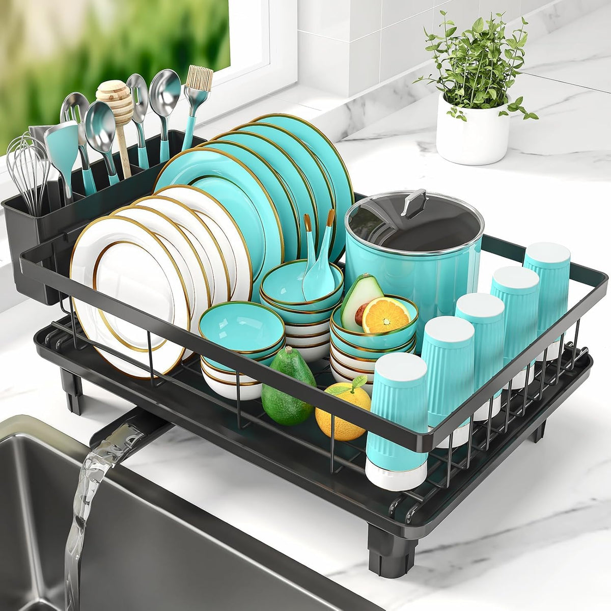MERRYBOX Dish Drying Rack Space-Saving Dish Racks for Kitchen - Image 1