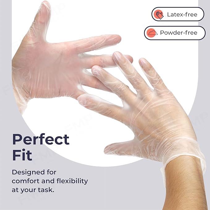 Fit Meal Prep 2000 Pack Disposable Latex Free Small Vinyl Food Prep Gloves - Powder Free, Ideal for Kitchen, Bathroom, Household, Gardening