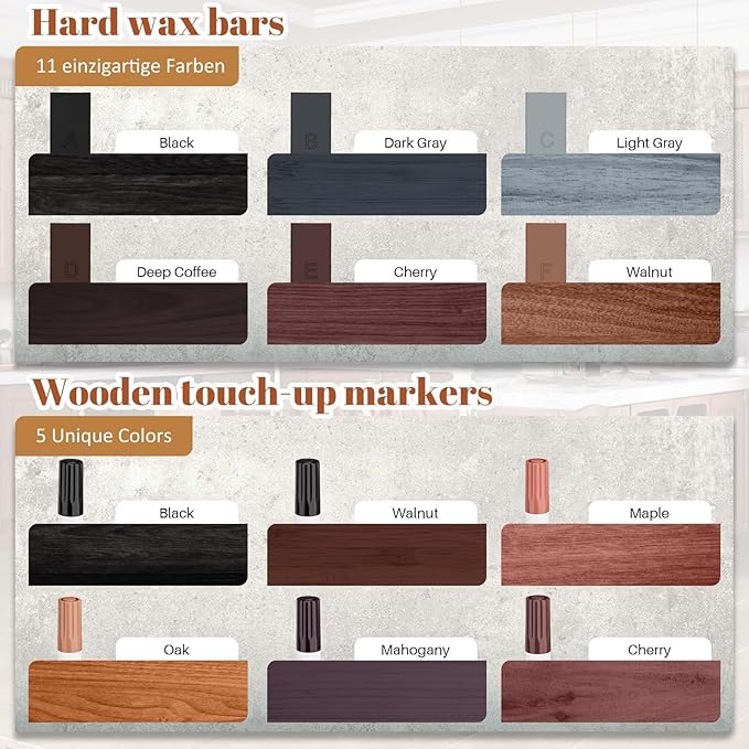 Laminate Hardwood Vinyl Floor Repair Kit with Heat Pen DIY Manual Floor Furniture Touch Up Marker Wood Floor Wax Cover Scratches,Cracks,Holes for Table,Door