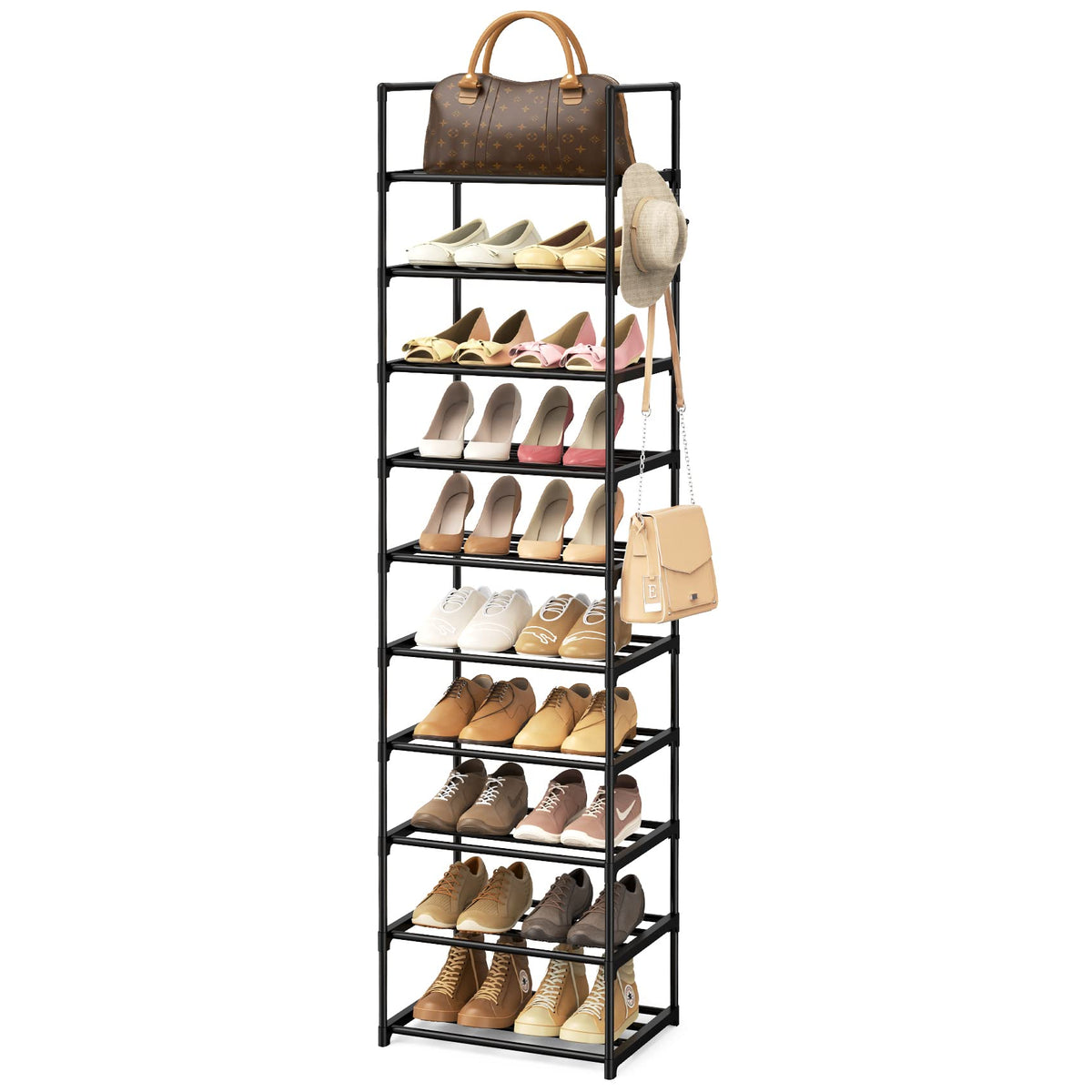 Narrow Shoe Rack 10 Tiers Tall Shoe Rack for Entryway Closet 20 - Image 1
