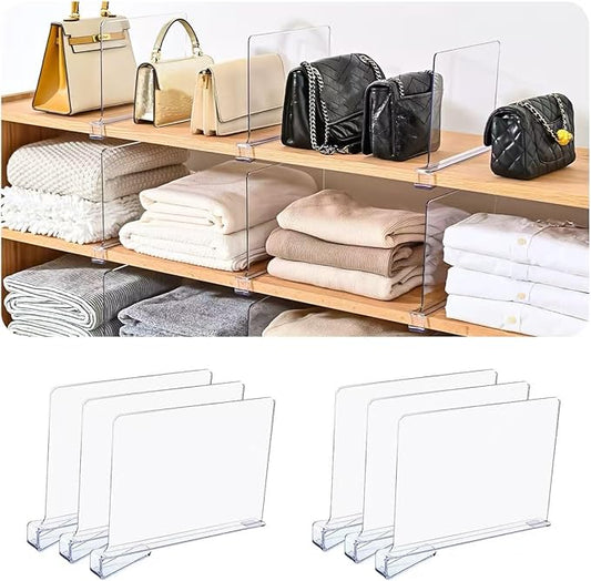 Shelf Dividers，Vertical Purse Organizer for Closet，Thickened and Sturdy Shelf Organizer for Sweater, Shirts, Handbags,8" Tall x 11" (6 Pcs)