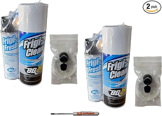 Smilyeez BG Frigi-Clean Aerosol AC Evaporator Cleaner and Frigi-Fresh Kit with Evaporating Cleaning Nozzle PN 6404 (2 Kit) and Pocket Screwdriver