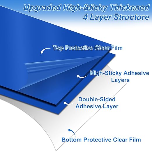Sticky Mat Tacky Adhesive Pads 300 Sheets, 30 Sheets/Pack, 24'' x 36''/ 60 x 90 cm, Thickened Cleaning Mats for Shoes, Construction, Cleanroom, Laboratories, Hospitals, Dogs, Pets, Home- Blue