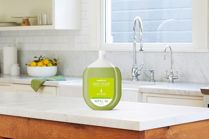 Method Gel Dish Soap Refill, Lime + Sea Salt Scent, Powerful Cleaning Formula, Large Refill Tub, Cuts Through Grease, 54 Fl Oz