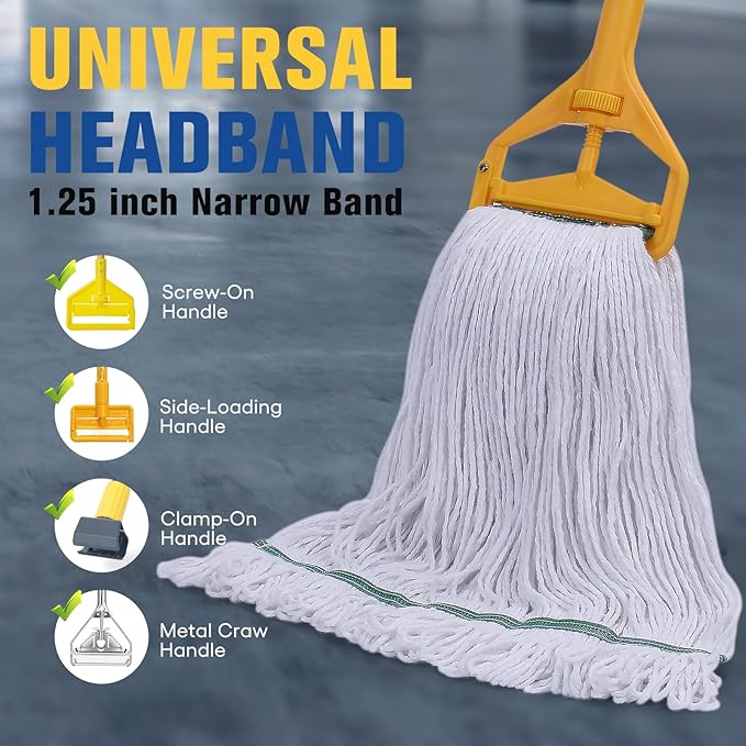 Matthew Cleaning Synthetic Rayon Mop Head Replacement, Chemical Resistant 4-Ply Looped End Commercial Mops for Floor Cleaning and Finishing, 20 oz Large, 1 Pack