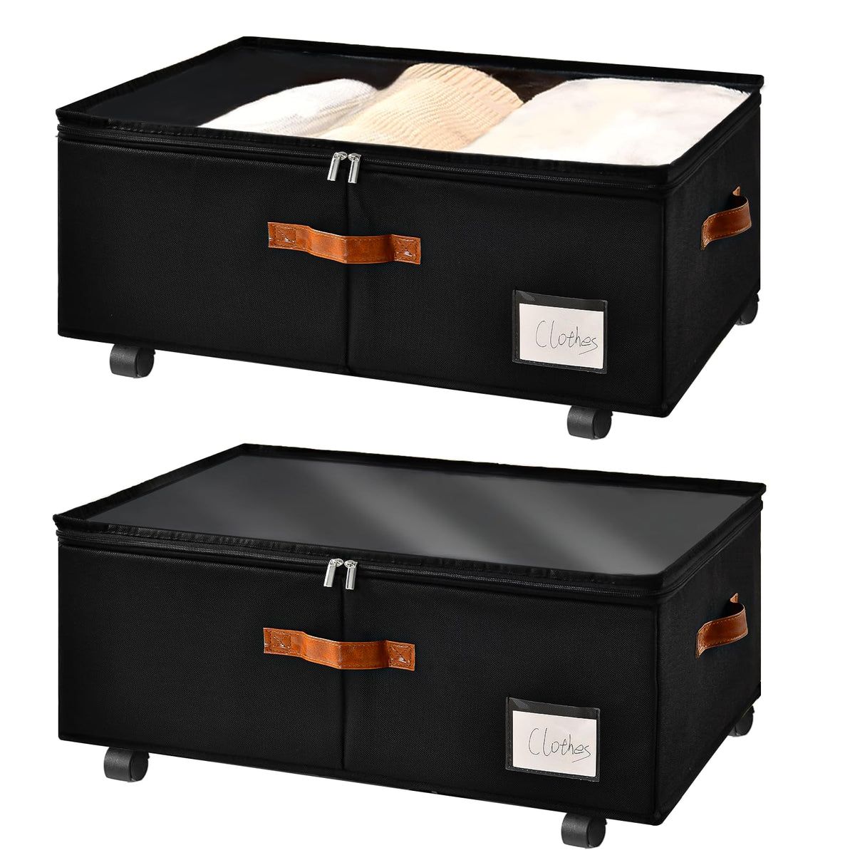 10 inch Height Under Bed Storage with Wheels 2 Pack - Image 1
