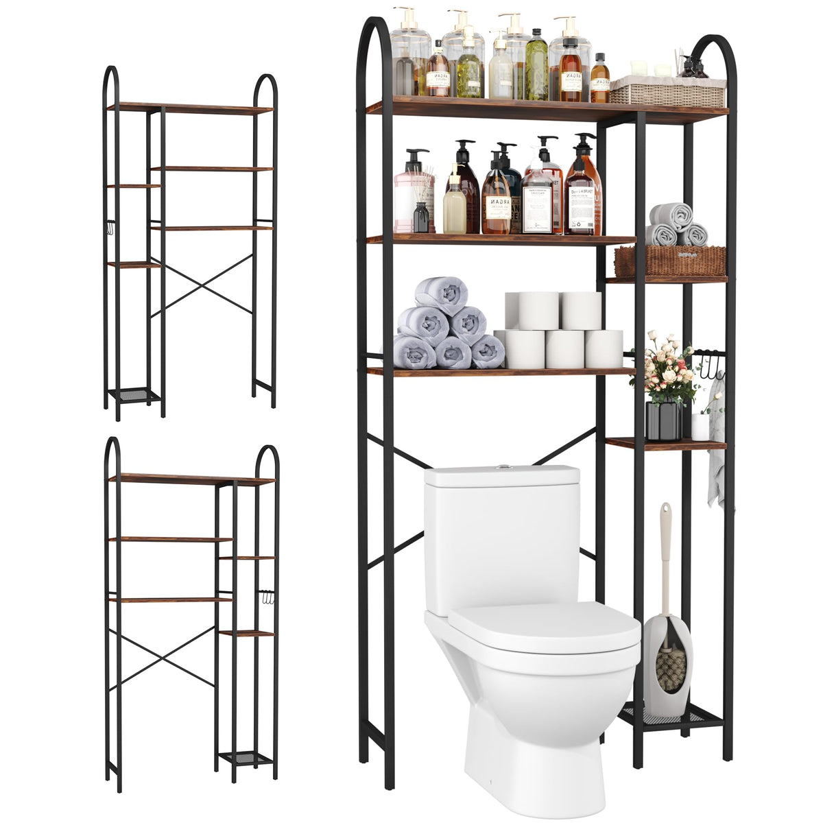 HOMEFORT Over The Toilet Storage with Side Rack, 6-Tier - Image 1