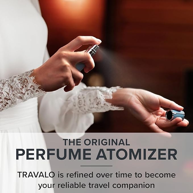 Travalo Milano Perfume Atomizer - Leak-Proof and TSA Approved for Air Travel - Reusable, Airtight, Easy Fill Mini Pump Sprayer - Lightweight, Vegan Leather with Polished Metal Outer Shell - Orange