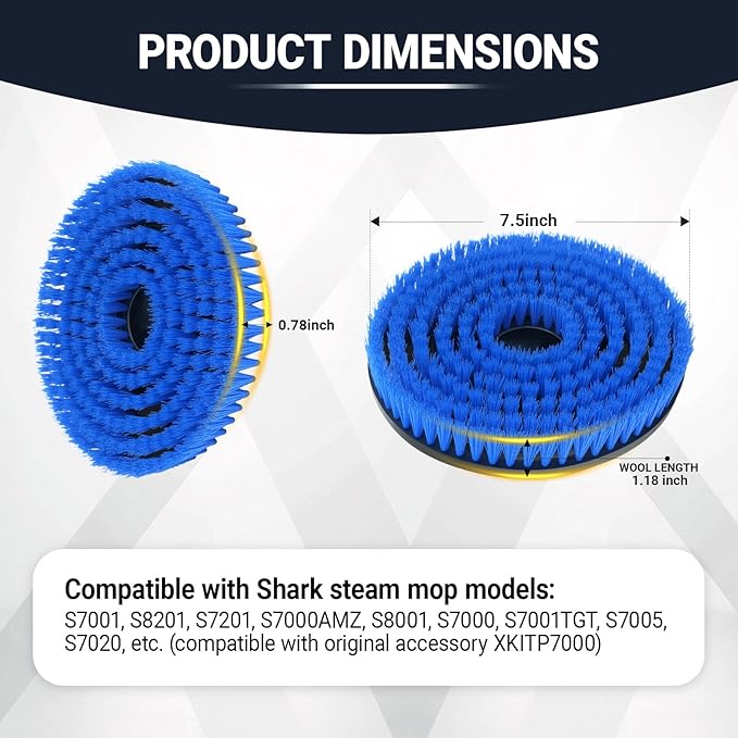 2 Pack Replacement Brush Heads for Shark Steam Mop S7000/S7001/S8201 Series, Deep Cleaning for Tiles Hardwood Floor