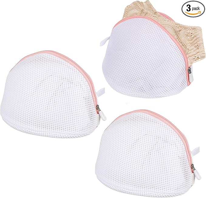 3Pcs Bra Washing Bag for Laundry, Mesh Bra Laundry Bag for Washing Machine Lingerie Washer Protector with Zipper for Underwear and Delicates