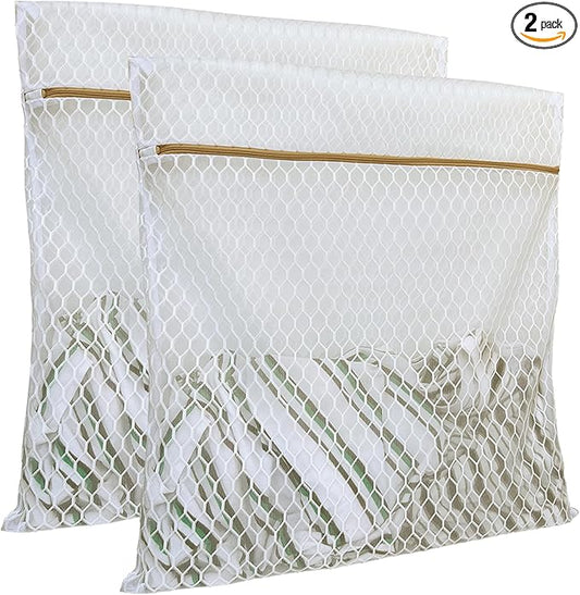 2 Pack Laundry Bag, Durable Big Honeycomb Mesh Laundry Bags Suitable for Delicate Clothes Washing 24 x 24 Inches (2 XX-Large)