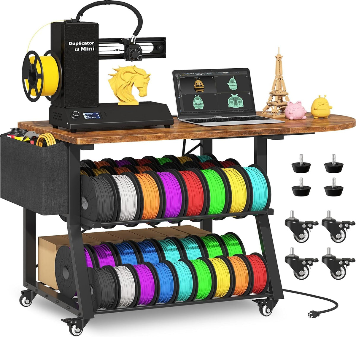 3D Printer Stand with Foldable Desktop & Fabric Drawer – - Image 1
