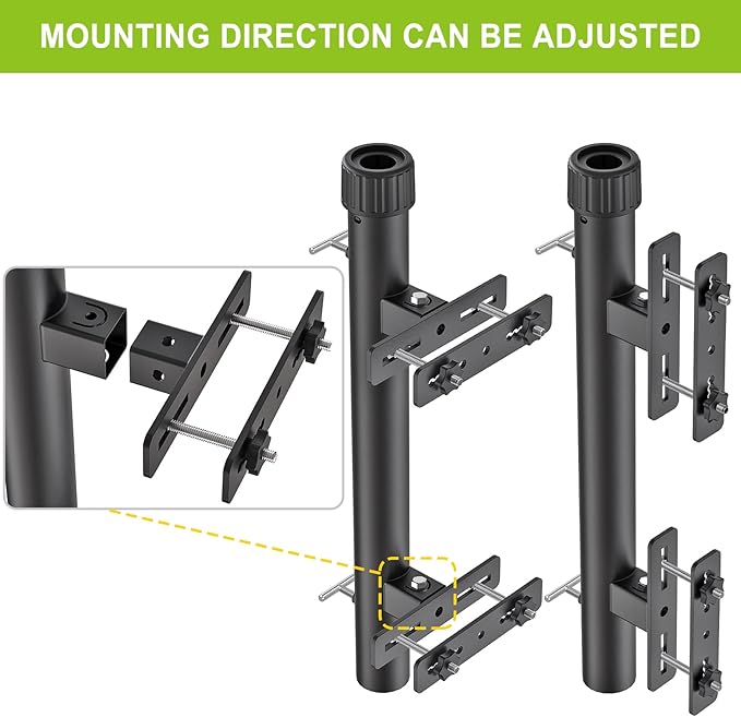 Dolibest Heavy Duty Patio Umbrella Holder, Space Saver Umbrella Holder, Adjustable Umbrella Deck Mount for Railing, Full Welded Construction-Sturdy and Easy to Install for Patio, Deck, Poolsid