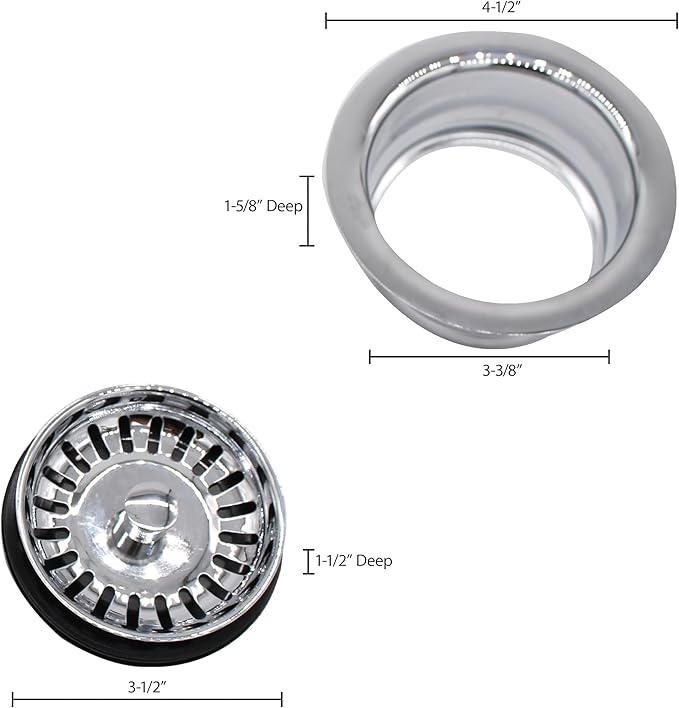Westbrass A2089SEV-20 3-1/2" Kitchen Sink Waste Disposal Drain Flange and Basket Strainer, Stainless Steel