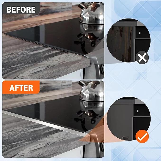 2Pcs Stainless Steel Stove Gap Fillers, Adjustable Kitchen Stove Counter Gap Cover Range Trim Kit for Kitchen Countertop