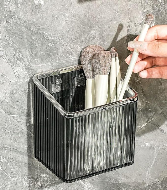 Adhesive Floating Wall Shelves – No Tools Needed for Installation | Perfect for Organizing Makeup, Toiletries & Home Accessories (GreyBody_SilverEdge)