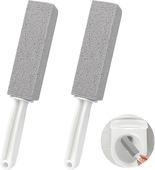 ddLUCK 2 Pack Pumice Cleaning Stone with Handle, Toilet Bowl Cleaner Toilet Brush with Non-Slip Long Plastic Handle for Kitchen/Bath/Pool/Household Cleaning