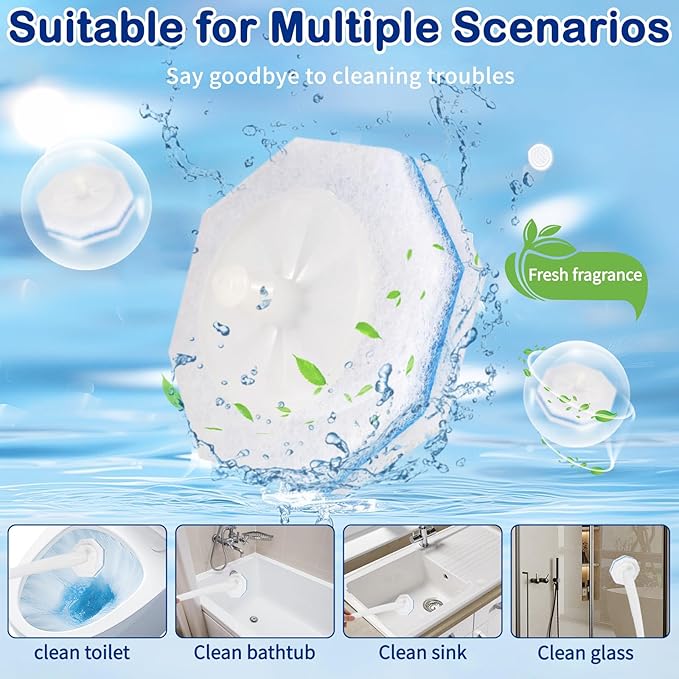 80 Count Toilet Wand Refills for Clorox Toilet Wand - Upgrade Fiber Toilet Brush, 5X Cleaning Power Toilet Bowl Wand Refills, No Falling Apart | Fresh Fragrance