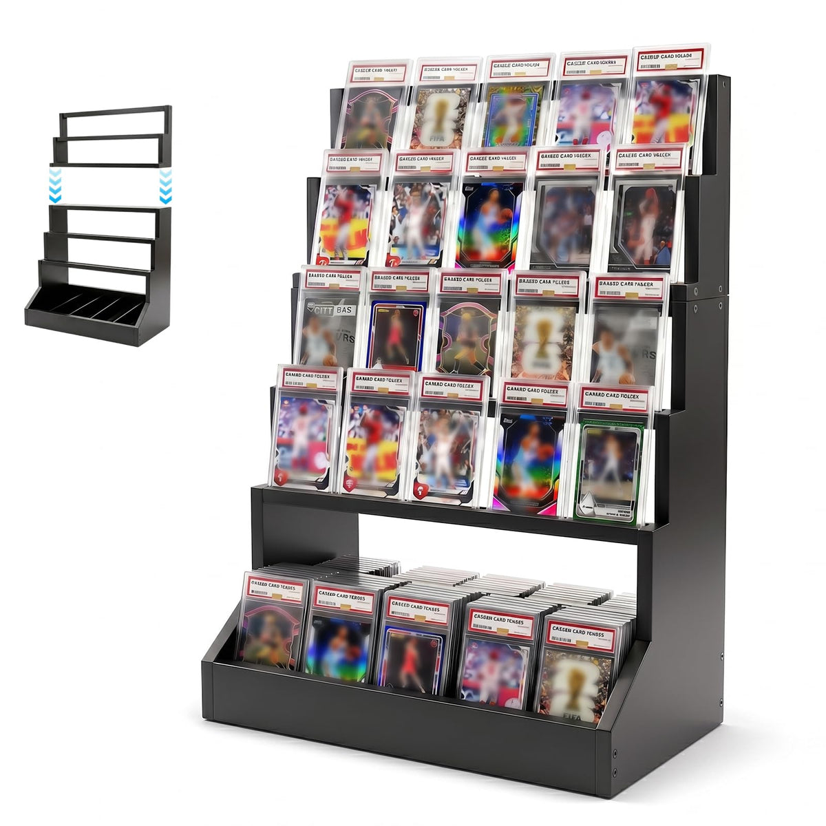 Trading Card Display,4-Tier Card Display Case with 5-Row Storage - Image 1