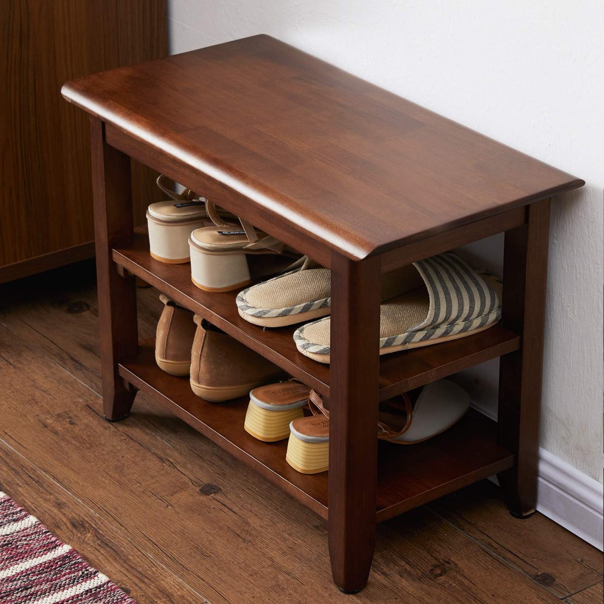 XKZG Shoe Rack Bench Wooden Shoe Storage Bench Entryway - Image 1