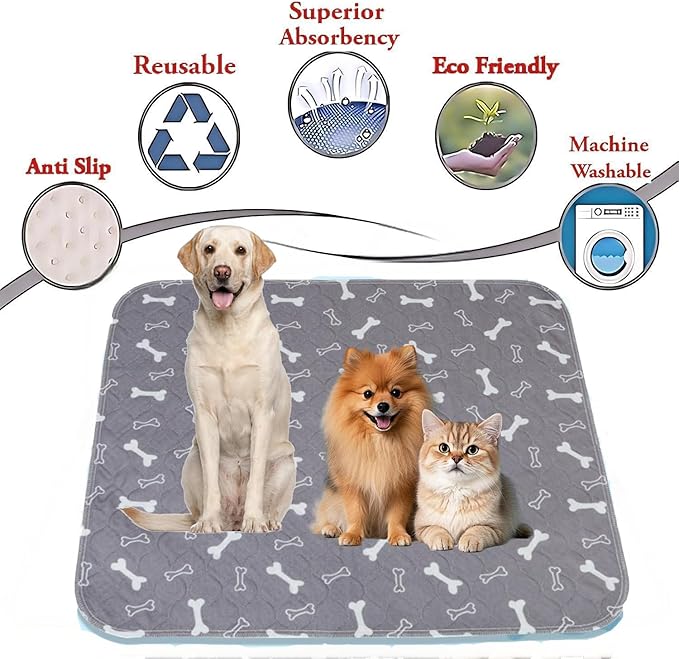 Puppy Pads with pheromones, 2026 Upgraded Washable Puppy Pads for Dogs & Cats, Pee Pad - Leak & Odor Waterproof, Non-Slip Base, Easy to Clean & Reusable (Grey, L: 31.5" × 35.4")