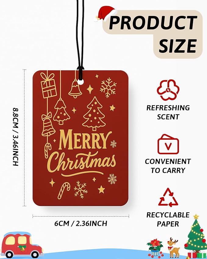 Red Christmas Car Air Freshener 4 Pcs, Retro Nutcracker Xmas Tree Winter Holiday Hanging Air Freshener for Cars Closet Drawer Books, Cute Christmas Car Accessories Mirror Decor for Women Men