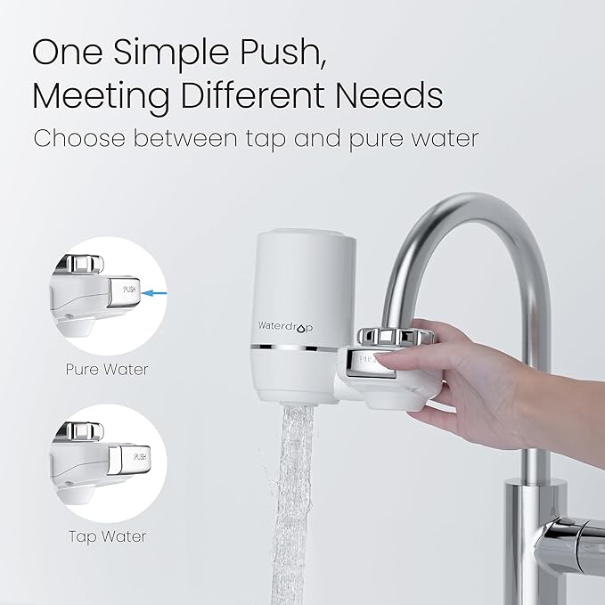 Waterdrop Sink Filter Water Faucet for Skin Care, Bathroom Faucet Filter with Ultra-Filtration Filter(1 Pack) & 3 Pack Carbon Fiber Filter