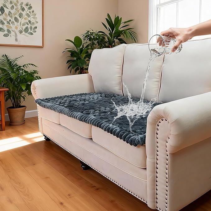 Waterproof Couch Cover for Dogs Washable,Non Slip Fuzzy Durable Couch Covers for 3 Cushion Sofa Pet Friendly Sofa Cover Dog Thick Soft Slipcovers Protector Couches Mat Bed (Grey, 27.6" x 70.9")