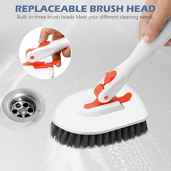 SetSail Floor Scrub Brush, 3-in-1 Tile Tub Floor Scrubber & Toilet Brush, Compact Size Toilet Bowl Brush and Holder Toilet Brushes for Bathroom