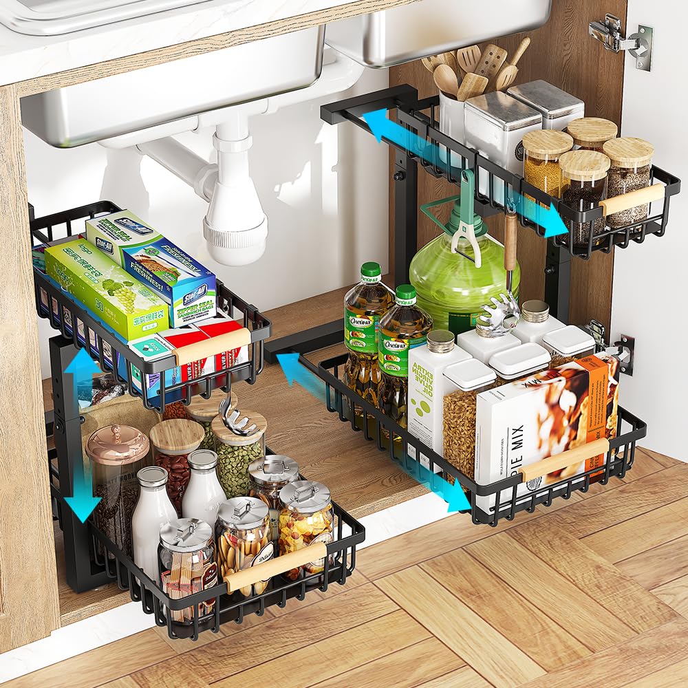 Under Sink Organizer, 2 Tier Metal Under Sink Organizers - Image 1