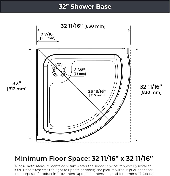 OVE Decors Breeze 32 in. Corner Shower Frosted Sliding Door with Included Base in Satin Nickel Finish