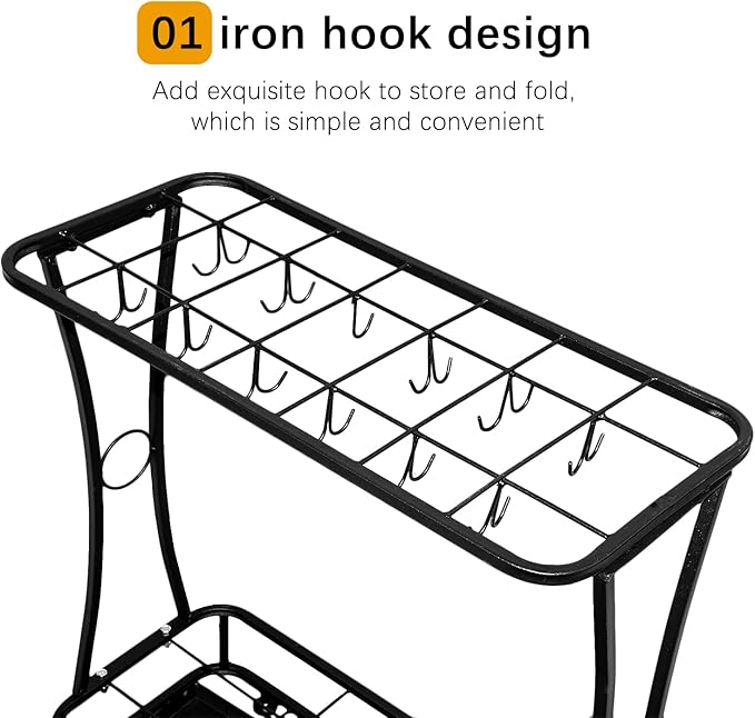 21-Slot Umbrella Stand with Removable Drip Tray Umbrella Holder with 24 Hooks Umbrella Rack Storage Free Standing Decor for Home Office Entry Hallway Indoor-Black