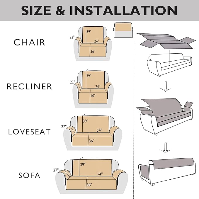 Cmfshape Skidproof Sofa Cover-Patchwork Sofa Slipcover with Elastic Straps-Easy Fit Slip Cover-Rose Washable Furniture Protector for Pets and Kids(Sofa,Pink&Grey)