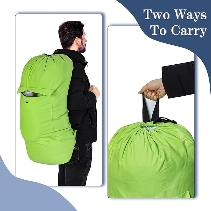 Sanlykate Canvas Backpack Laundry Bag - Extra Large Durable Dirty Clothes 2-3 Days Capacity with Adjustable Shoulder Strap & Front Pocket, for College Dorm, Apartment, Laundromats, Camping Travel