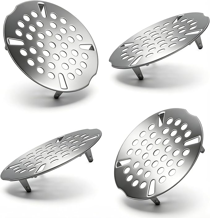 3.5 Inch Commercial Sink Strainer, Durable Drain Cover for Most 3-Tier & Commercial Sinks, Twist Design for Easy Installation, 4-Pack