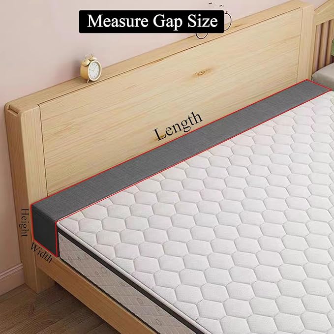 Bed Gap Filler for Headboard Space Filler Bed Crack Pillow Stopper Wall Side Mattress Extender Memory Foam Mattress Gap Filler Full Size Bed 54x4x12 Inches