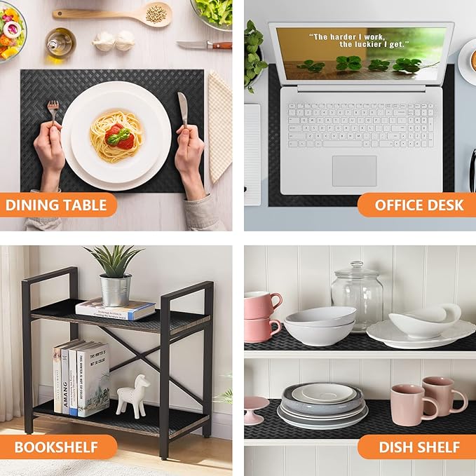 Shelf Liners for Kitchen Cabinets Refrigerator Liners Waterproof & Oil-Proof Kitchen Cupboard Liner Non-Slip Drawer Mats EVA Material Non Adhesive Fridge Liner for Shelves -Black 11.8 x 393.7 Inches