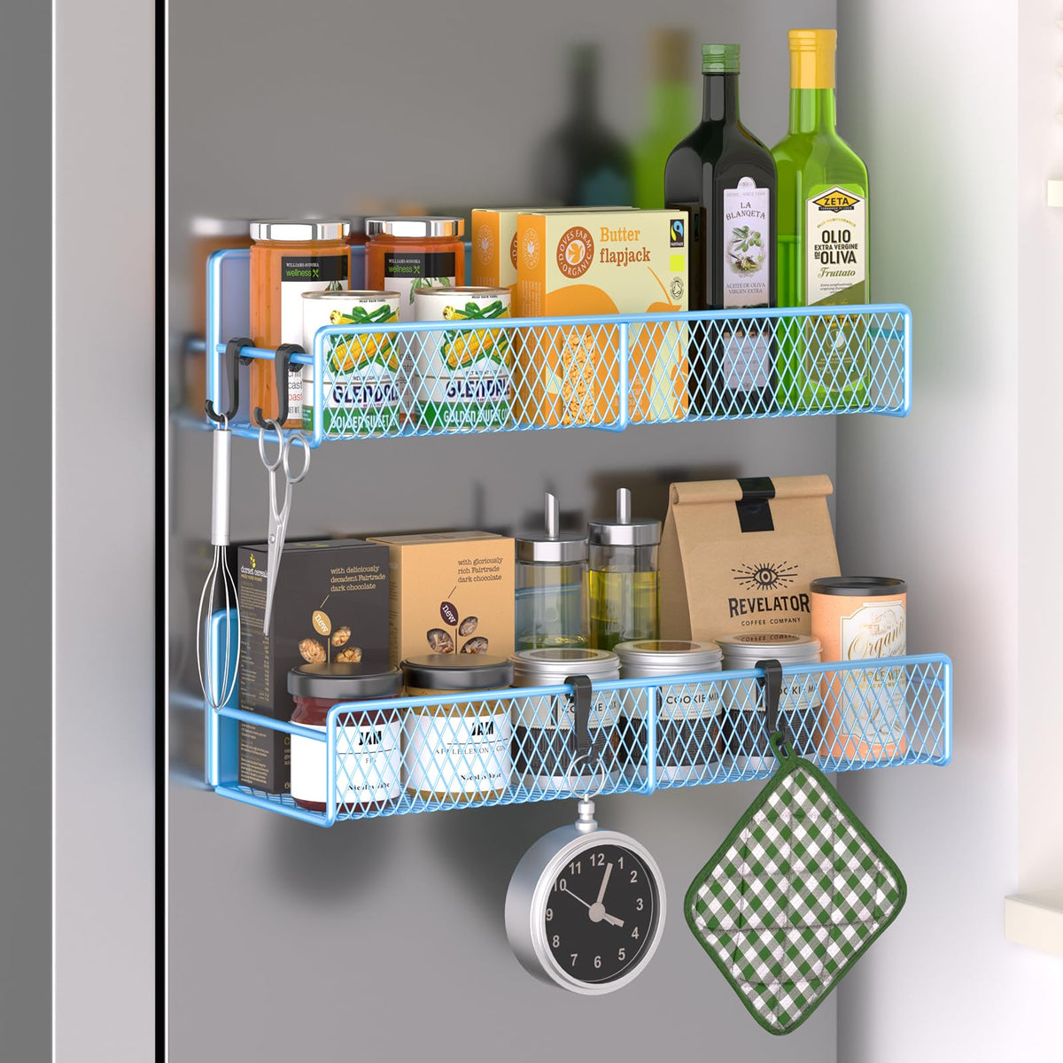 Magnetic Spice Rack for Refrigerator, 2 Pack Metal - Image 1