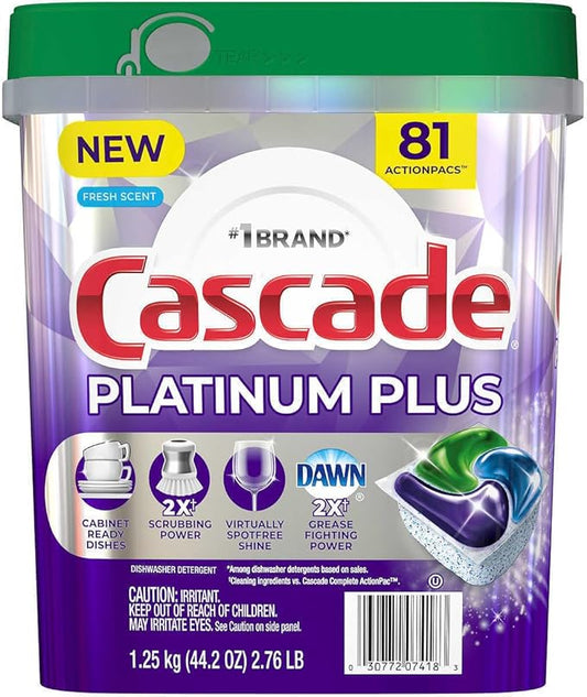 Cascade Platinum Dishwasher Detergent Powder 92 Fresh Scent ActionPacs Net Wt 51.2 Ounce